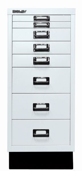 Bisley MultiDrawer™, série 29 avec base, DIN A4, 8 tiroirs, gris clair, L298S645