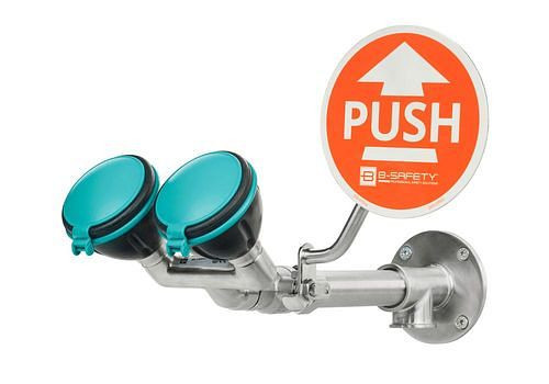 Douchette oculaire B-SAFETY avec 2 pommes de douche 45°, acier inoxydable, montage mural, BR 250095, DVGW, 305251
