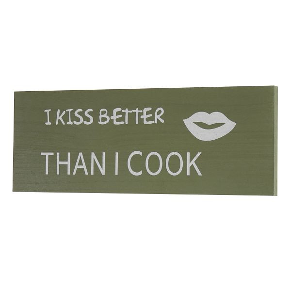 Mendler Wall sign Kiss, panneau décoratif en bois, look shabby vintage 40cm, 44824
