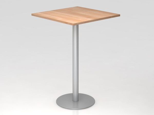 Table de bar Hammerbacher 80x80cm noyer/argent, structure : argent, VSTH88/N/S