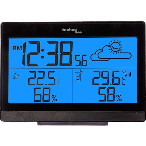Station météo Technoline, radio-réveil DCF-77 avec possibilité de réglage manuel, dimensions : 140 x 100 x 47 mm, WS 9252