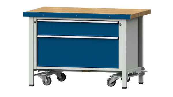 Etablis ANKE Etabli Box, modèle 15 VX, 1270 x 800 x 850 mm, RAL 7035/5010, BMP 50 mm, avec dispositif d'entraînement abaissable, 340.073