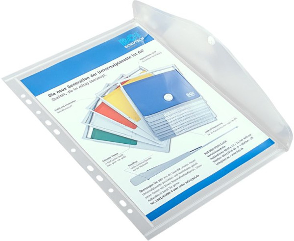 Pochette pour documents Eichner PP avec bord de classement, transparente, UE : 10 pièces, 9038-00748