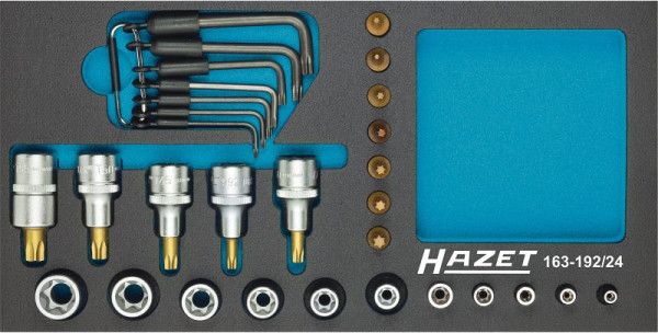 Jeu de douilles Hazet TORX®, carré creux 12,5 mm, carré creux 6,3 mm, profil TORX® extérieur, profil TORX® intérieur, 163-192/24