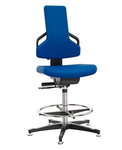 Chaise de travail Dauphin Premium, revêtement tissu bleu, patins, repose-pieds, 266-919