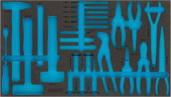 Insert en mousse souple à 2 composants Hazet, pour 163-479/26 Dimensions / longueur : 691 mm x 392 mm Taille du système d'organisation : 4/3+ (691 x 392 mm), 163-479L