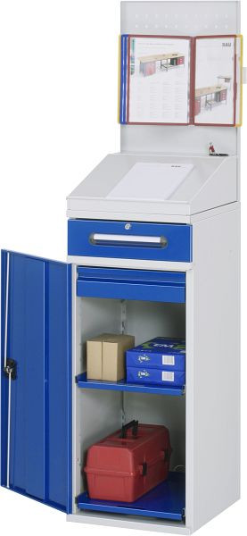 Bureau debout RAU, tiroir et tiroir intérieur, plaque perforée, 450x1110/1770x520 mm, 07-450-M04.11