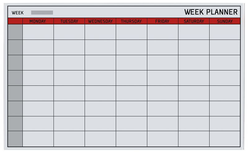 Agenda hebdomadaire en verre magnétique Bi-Office 78x48cm Anglais, GL163301