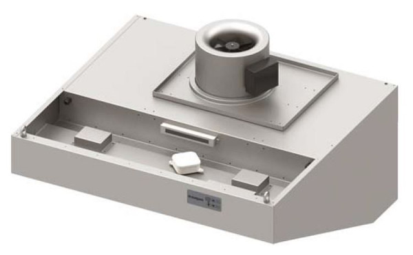Hotte murale Stalgast "Expert Line", inclinée 1900 mm x 1200 mm avec ventilateur tubulaire, commande et filtre cyclone/labyrinthe LC2 type A, WH191220