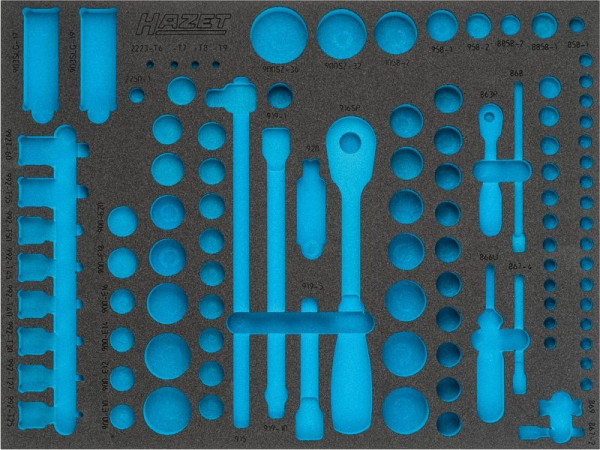 Insert en mousse souple à 2 composants Hazet, pour 163-369/104, dimensions / longueur : 519 mm x 392 mm Taille du système d'organisation : 3/3+ (519 x 392 mm), 163-369L