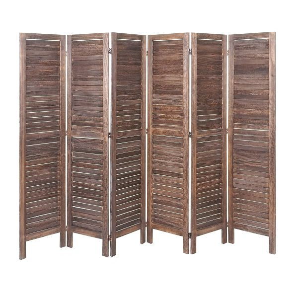 Mendler Paravent HWC-G30, écran de séparation, séparateur de pièce, aspect shabby 170x240cm, marron, 67531