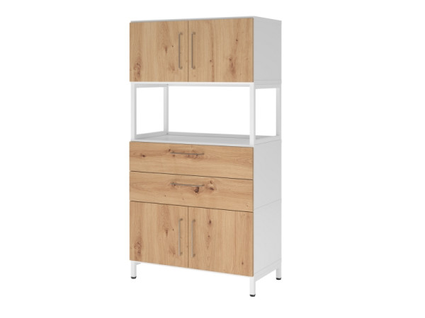 Armoire combinée Hammerbacher, 4OH, base, blanc/chêne astre, VFW48K7RU/W/R/BS