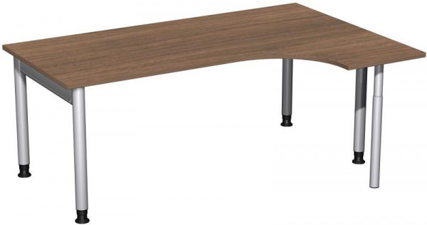 Bureau PC geramöbel droit, réglable en hauteur, 1800x1200x680-820, noyer/argent, N-657323-NS
