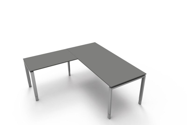 Bureau Kerkmann, L 1800 x P 800 x H 680-820 mm avec table d'extension, forme 5, coloris : graphite, 11418512