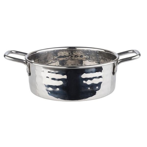 Marmite APS, Ø 13,5 cm, hauteur : 5 cm, acier inoxydable, 0,55 litre, surface martelée, anse : 3 cm, 40187