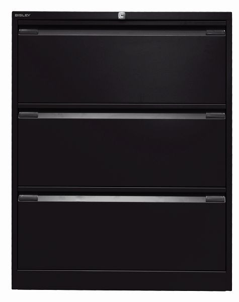 Classeur suspendu Bisley, double rail 3 tiroirs HR, noir, DF3633