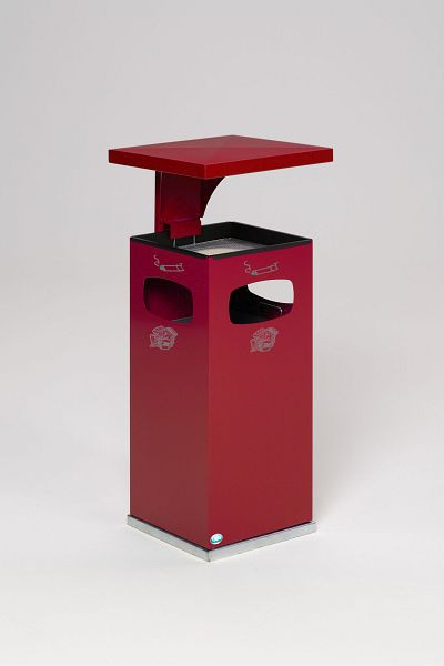 VAR poubelle / cendrier B 32 avec auvent avec insert intérieur, violet-rouge, 12123