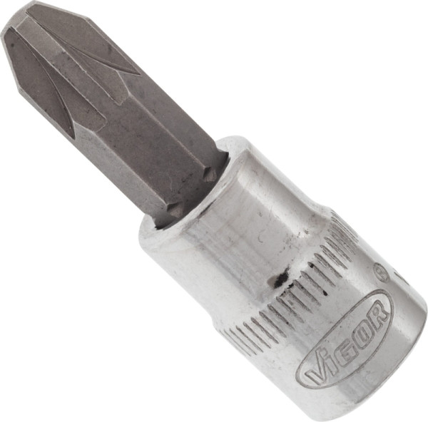 Embout de tournevis VIGOR, carré creux 6,3 mm (1/4 pouce), profil Pozidriv PZ, PZ3, V2441N