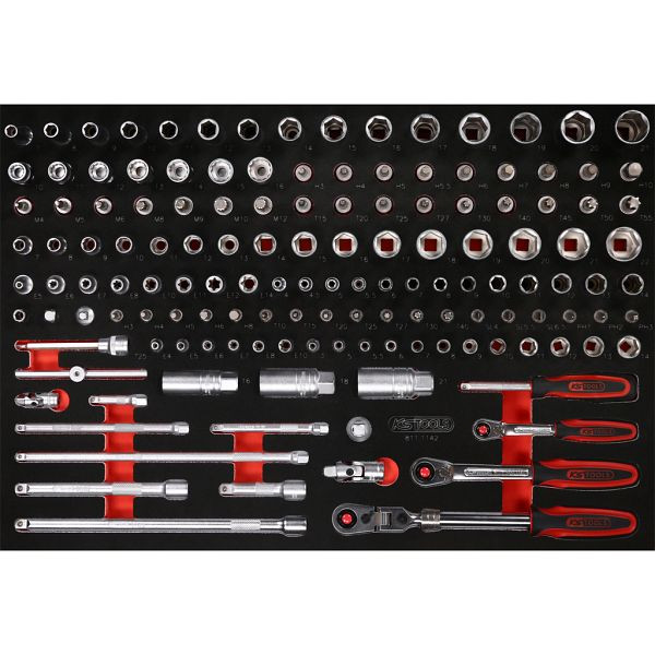 KS Tools PERFORMANCEplus jeu d'outils 142 pièces clé à douille 1/4'+3/8', 811.1142