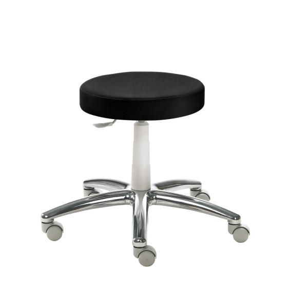Tabouret Mayer Sitzmöbel , structure gris clair RAL 7035, assise en plaque rembourrée, noir brillant, 1256_G_30572