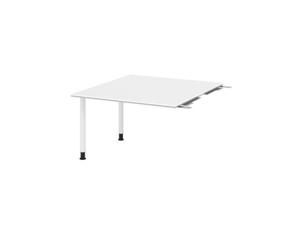 Plaque de liaison Hammerbacher VKT, couleur du plateau : blanc, plaque : 1200 x 1300 x 25 mm, pied en tube rond blanc, hauteur de travail : 720 - 740 mm, VKT12C/W/W