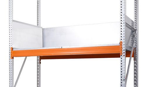 Jeu de plaques de guidage DENIOS pour rayonnages combinés avec une largeur de casier de 2700 mm et une profondeur de casier de 1100 mm, 281-841