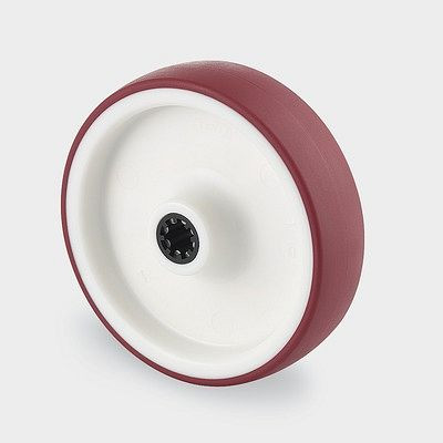 Roue TENTE-ROLLEN, roue Ø 80 mm, capacité de charge 100 kg, D 40 Shore, UAR080x32-12 HL44.4 rouge
