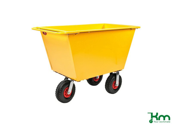 Chariot à déchets Kongamek 400 l, 1390 x 740 x 920 mm, jaune, 2 roulettes fixes 2 roulettes pivotantes, KM143275
