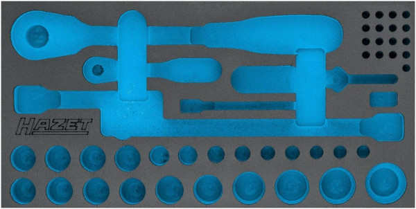 Insert en mousse souple Hazet à 2 composants, pour 953 SPC Dimensions / longueur : 342 mm x 172 mm Taille du système d'organisation : 1/3 (342 x 172 mm), 163-355L