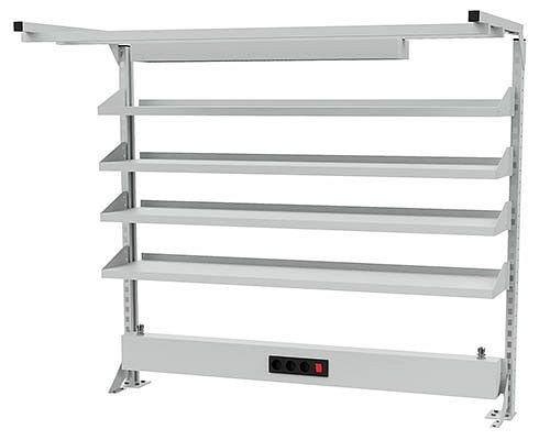Structure multi-parois Bedrunka+Hirth largeur 1500 avec cadre supérieur, 1x canal d'énergie, 4x étagères dimensions en mm (LxH) : 1500 x 1250, 03.900.15.22
