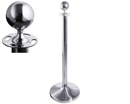 Poteau de barrière Contacto, inox avec boule comme extrémité, lot de 2, 1608/001