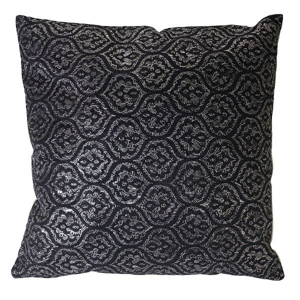 Mendler coussin décoratif baroque, coussin de canapé coussin décoratif avec rembourrage, effet noir brillant 45x45cm, 51879