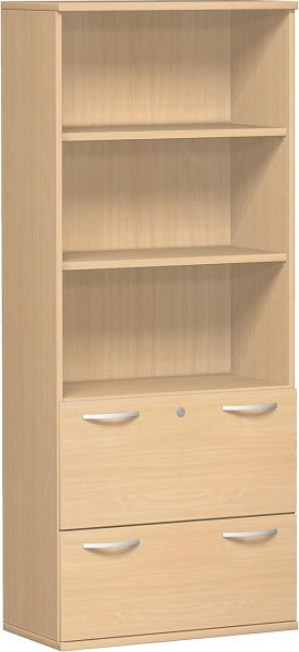 armoire modulaire geramöbel 1.+2. Dossier suspendu à hauteur de dossier avec verrouillage centralisé et serrure de tiroir, verrouillable, 800x425x1920, hêtre/hêtre, N-10M50830-BB