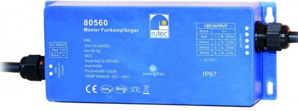 rutec Projekt Master IP67 Récepteur radio 24V 480W 4x1 canal 4 adresses, PHZ560