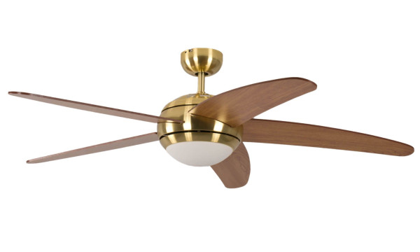 Ventilateur de plafond Pepeo Melton laiton / érable 132 cm avec éclairage et télécommande, 13422010132v1