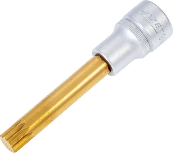 Douille tournevis Hazet, carré creux 12,5 mm, profil multident interne XZN, M12, version longue avec moletage, 990LG-12