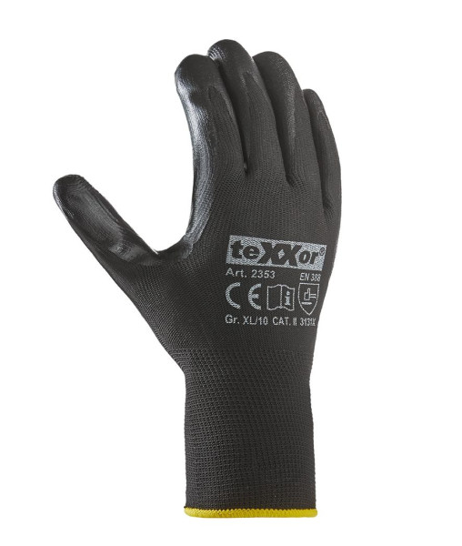 teXXor gants en nitrile POLYESTER noir, taille : 7, pack : 144 paires, 2353-7