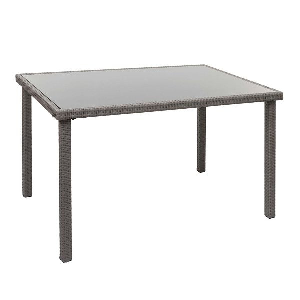 Table en polyrotin Mendler HWC-G19, table de jardin table de balcon, 120x75cm, gris, 97137