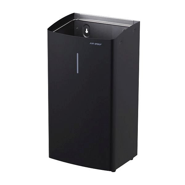 Poubelle Air Wolf d'un volume de 27 litres, série Alpha, H x L x P : 500 x 265 x 200 mm, acier inoxydable noir mat, 60-115