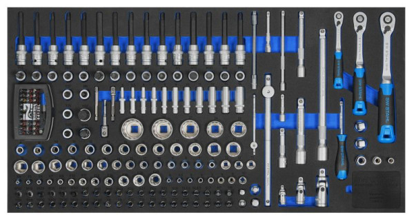 Assortiment de chariots d'atelier SW-Stahl, clés à douille 1/4", 3/8", 1/2", avec cliquets, 203 pièces, Z3011-3