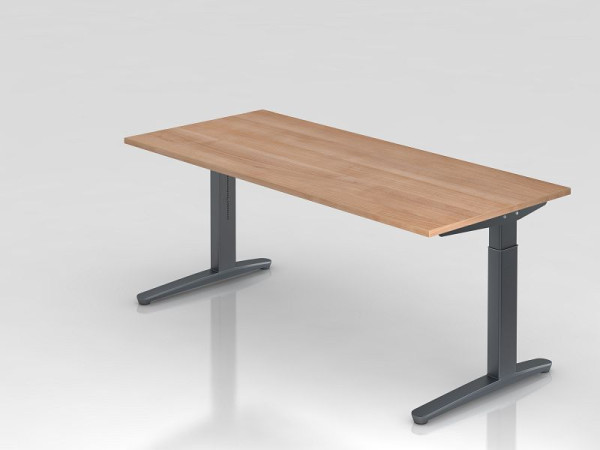 Bureau Hammerbacher pied C 180x80cm noyer/graphite, forme rectangulaire, VXB19/N/GG