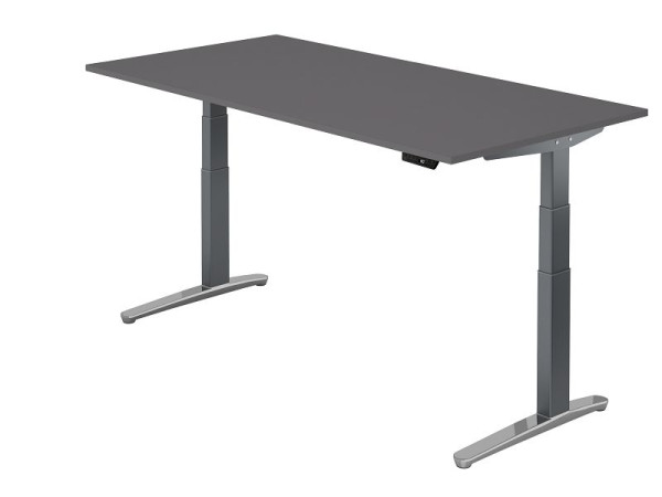 Bureau assis-debout électrique Hammerbacher 200x100cm graphite/G, forme rectangulaire, VXBHM2E/G/GC