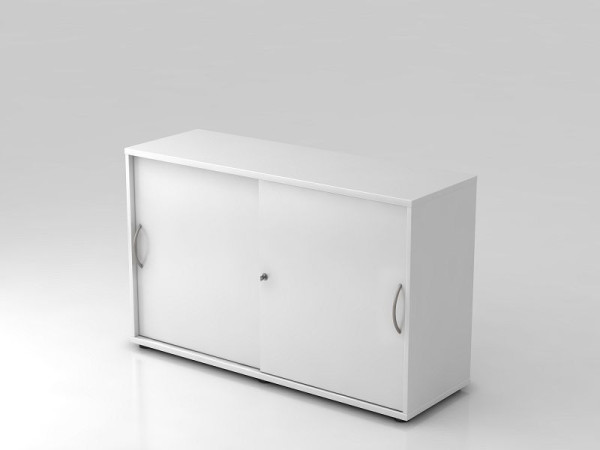 Armoire à portes coulissantes Hammerbacher 2OH 120 cm poignée arquée blanc/blanc, 120x40x74,8 cm (LxPxH), V1752S/W/W/BM