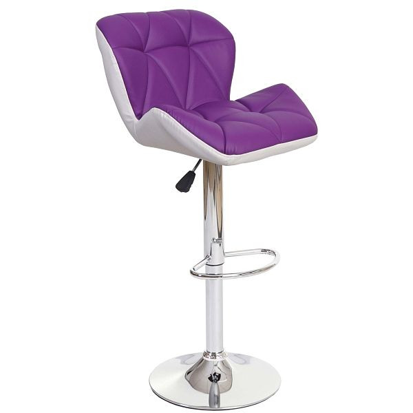 Tabouret de bar Mendler HWC-A92, tabouret de comptoir pour tabouret de bar, similicuir réglable en hauteur, violet, 74256