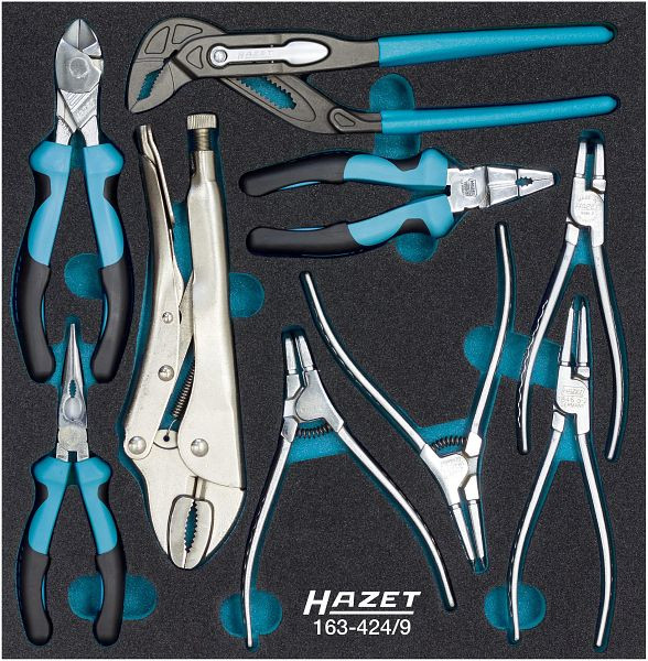 Jeu de pinces Hazet, nombre d'outils : 9, HAZET Safety Insert System (SIS), 163-424/9