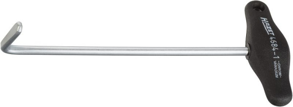 Outil pour système d'échappement Hazet, crochet 40 mm, coudé à 9°, poignée en T en plastique, surface : chromée, dimensions / longueur : 209 mm, 4684-1