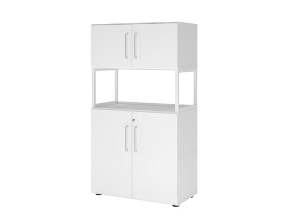 Armoire combinée Hammerbacher, 4OH, blanc/blanc, VFW48K5RG/W/W/BS