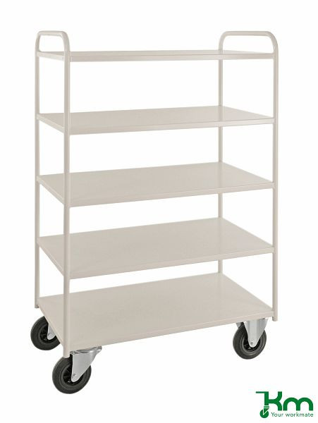 Kongamek 5 Étagères Chariot Étagère Entièrement Soudé 955x550x1490mm Blanc 2 Roulettes Fixes 2 Roulettes Pivotantes Avec Frein KM4150B
