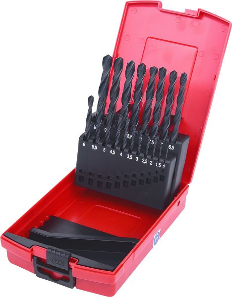 KS Tools Jeu de forets hélicoïdaux HSS-R, cassette en plastique, 19 pièces, 1-10 mm, 330.1620