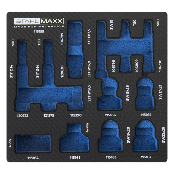 Insert en mousse Stahlmaxx 1/6 pour clé à douille à roue libre LiMa, XXL-115159S